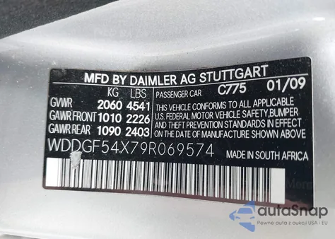 2009 Mercedes-Benz C 300 Luxury/Sport из США, поврежденный, VIN WDDGF54X79R069574